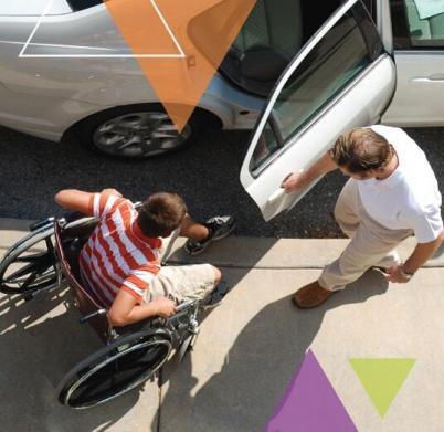 An MTM Transit driver helps a man who utilizes a wheelchair in to his vehicle. While solving our clients' transit challenges, we ensure every trip is important.