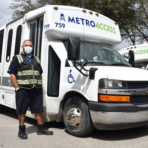 An MTM Transit Capital Metro MetroAccess driver stands in front of his vehicle. We’ve completed one million Austin meal deliveries with Capital Metro! What does one million meals look like? Find out!